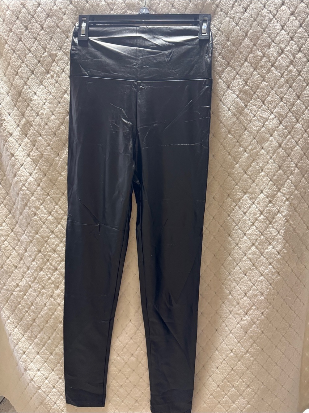 High-Waist Faux Leather Leggings - Black